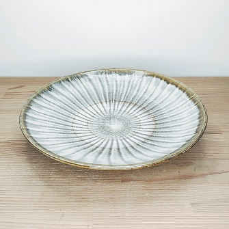 小鹿田焼の【アウトレット】6寸皿 刷毛目(はけめ)