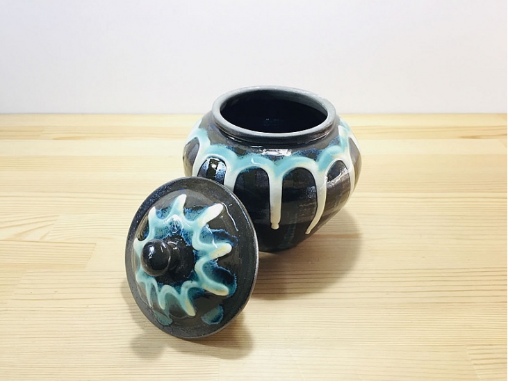 3合壺 流し掛け(ながしかけ)｜壺｜おんた家｜小鹿田焼の器、お