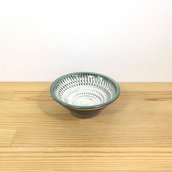 小鹿田焼の３寸深鉢皿　緑