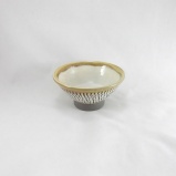 小鹿田焼の3寸深鉢皿 フチ茶