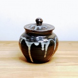 小鹿田焼の3合壺 流し掛け(ながしかけ)