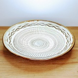 小鹿田焼の7寸皿 飛び鉋(とびかんな) くし目