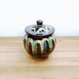 小鹿田焼おすすめの１合壷　流し掛け(ながしかけ)